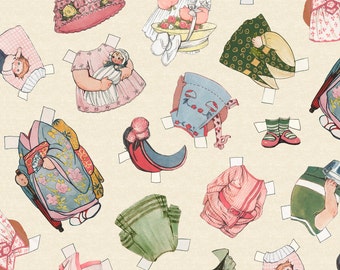 Ethnic Paper Dolls, Clothes on Cream 571-21 ~ Newcastle Fabrics + Sibling Arts Studio
