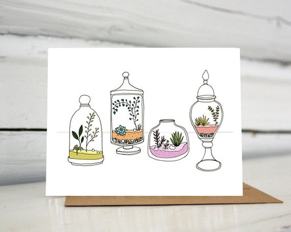 Illustrated terrariums