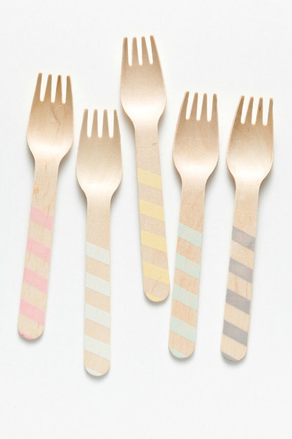 Vintage Stripes - Wooden Utensils - Great Alternative To Plastic Utensils Il_570xn