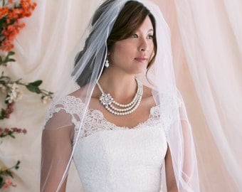 Single Layer Wedding Veil, Bridal Veil With Satin Ribbon Edge