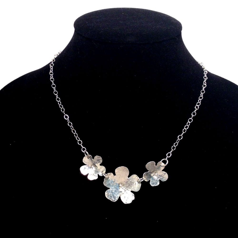 Sterling Silver Flower Necklace Sterling By Meredithhiltdesigns