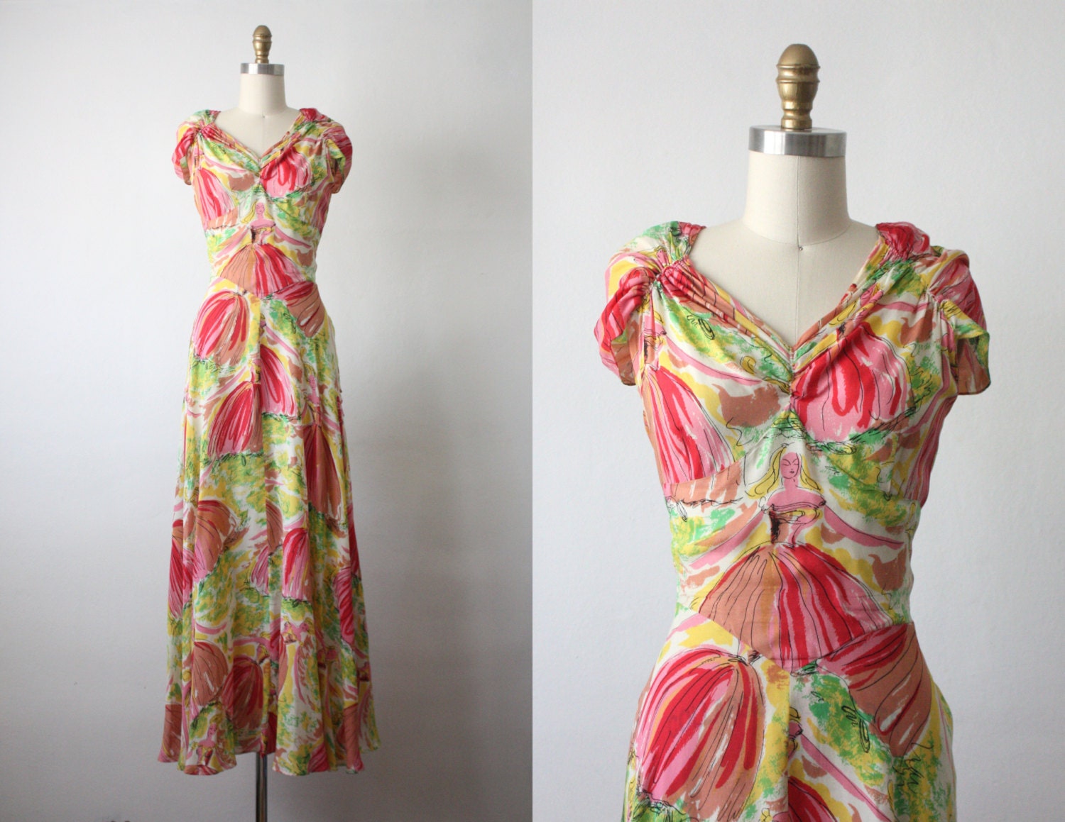la sylphide gown / 30s gown / ballerina print gown