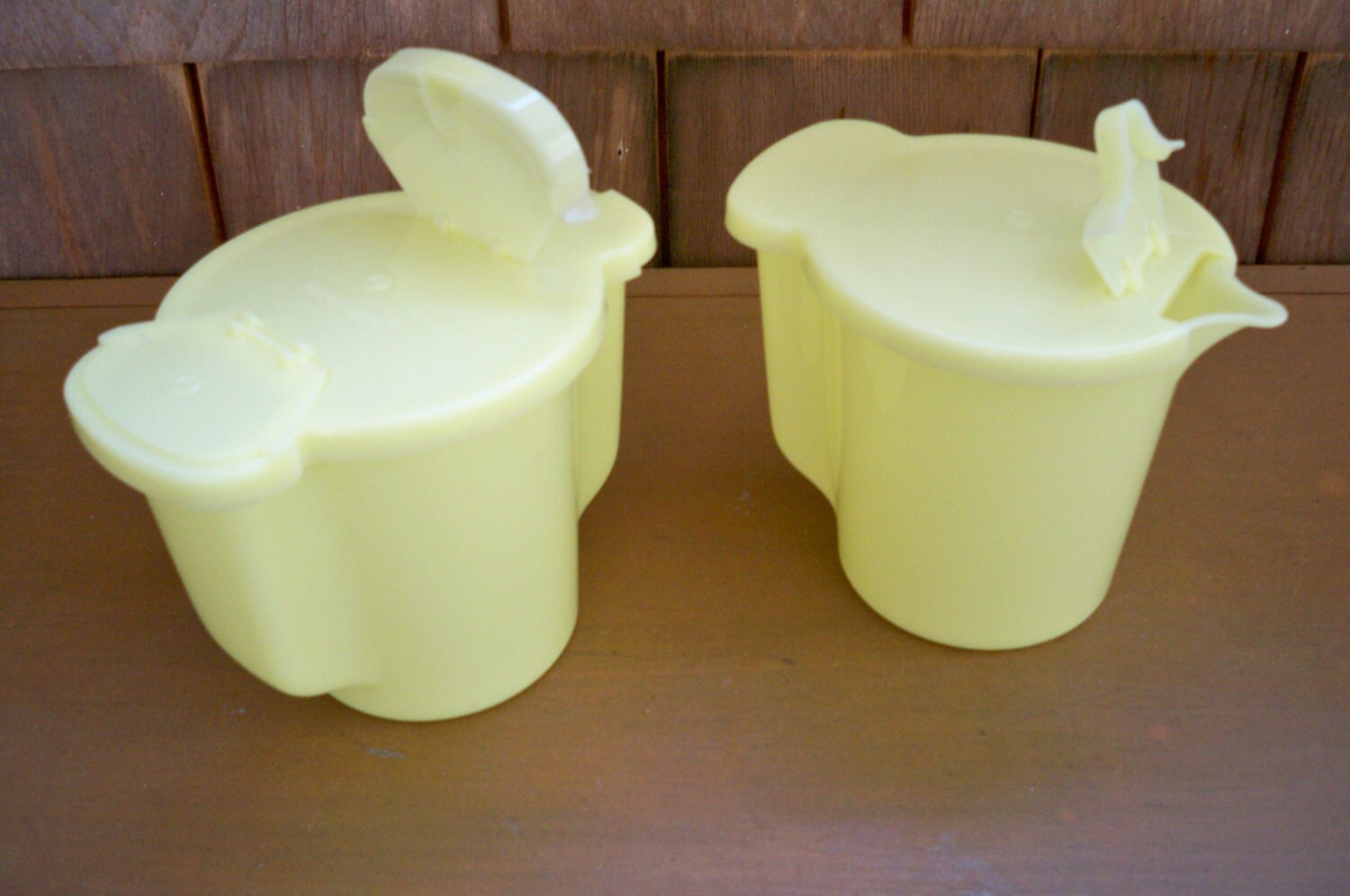 Vintage Sugar and Creamer Tupperware Yellow by ThisandThatCapeCod