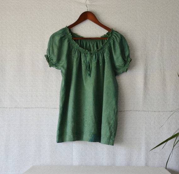 ... clothing eco fashion linen shirt boho clothes natural dye size medium