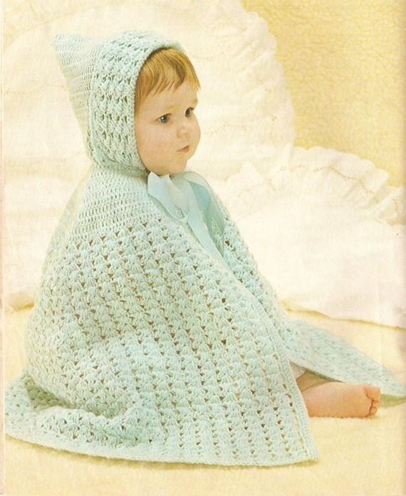 A lacy hooded cape for baby crochet pattern