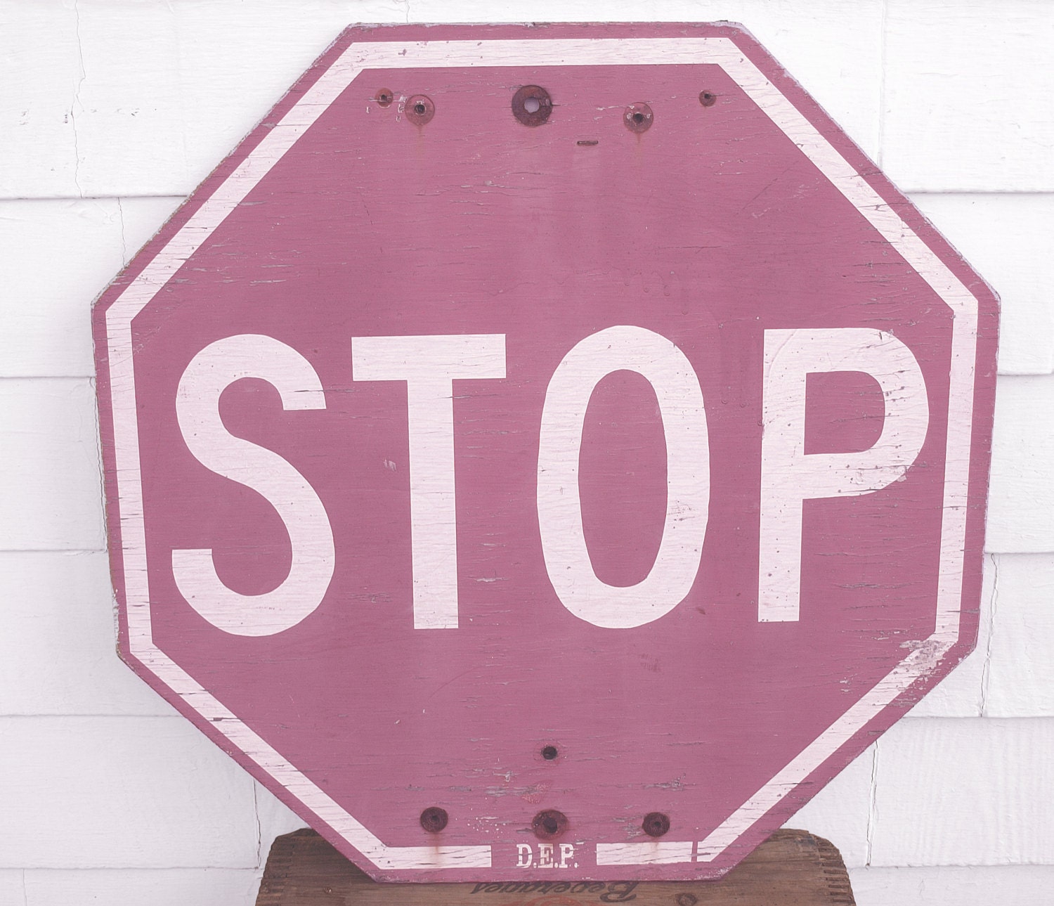 SHIPPING INCLUDED Vintage Wood Stop Sign Road by AnnaOliveDesigns