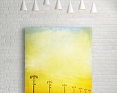 Coney Island Boardwalk // Canary Yellow Photograph on Large Canvas Wall Art // For A Vintage, Romantic Style Home // A Gift for New Yorker