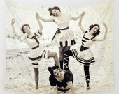Vintage Coney Island // Tapestry Wall Hanging // Brooklyn Apartment // Beach Acrobats // Modern Home Decor // 1900's Coney Island Acrobats