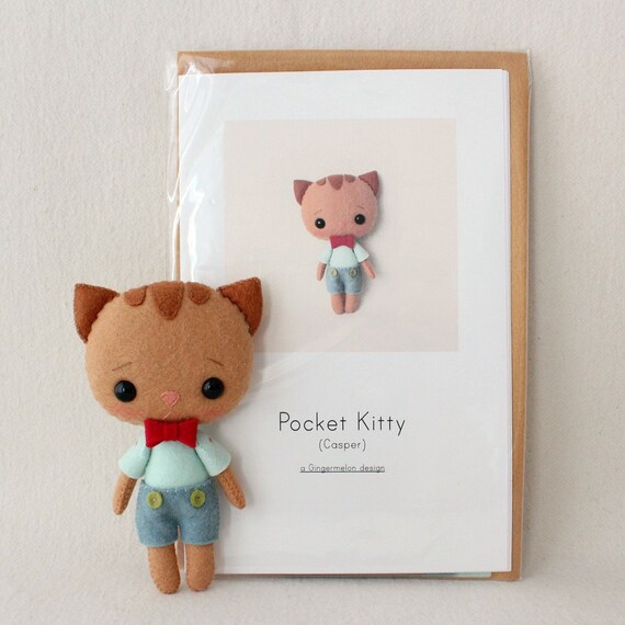 Casper Pocket Kitty Pattern Kit by Gingermelon on Etsy