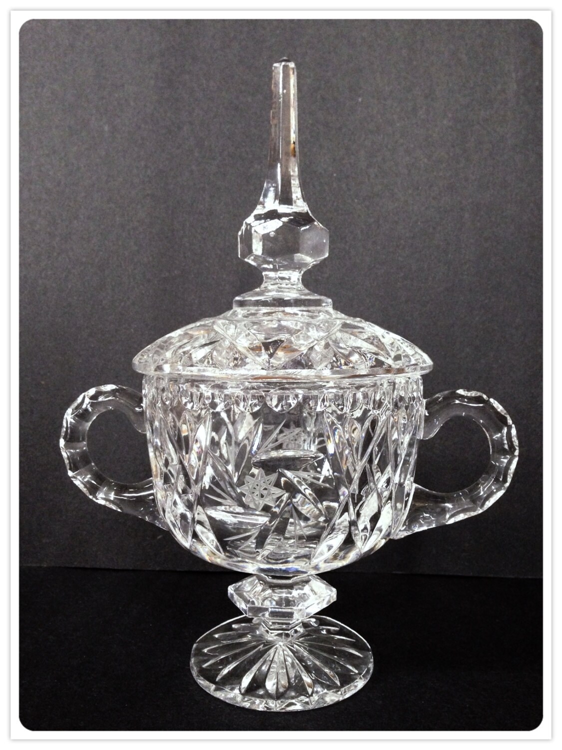 Vintage Sugar Bowl and Creamer Set, Crystal Glass, 1950’s 1970’s