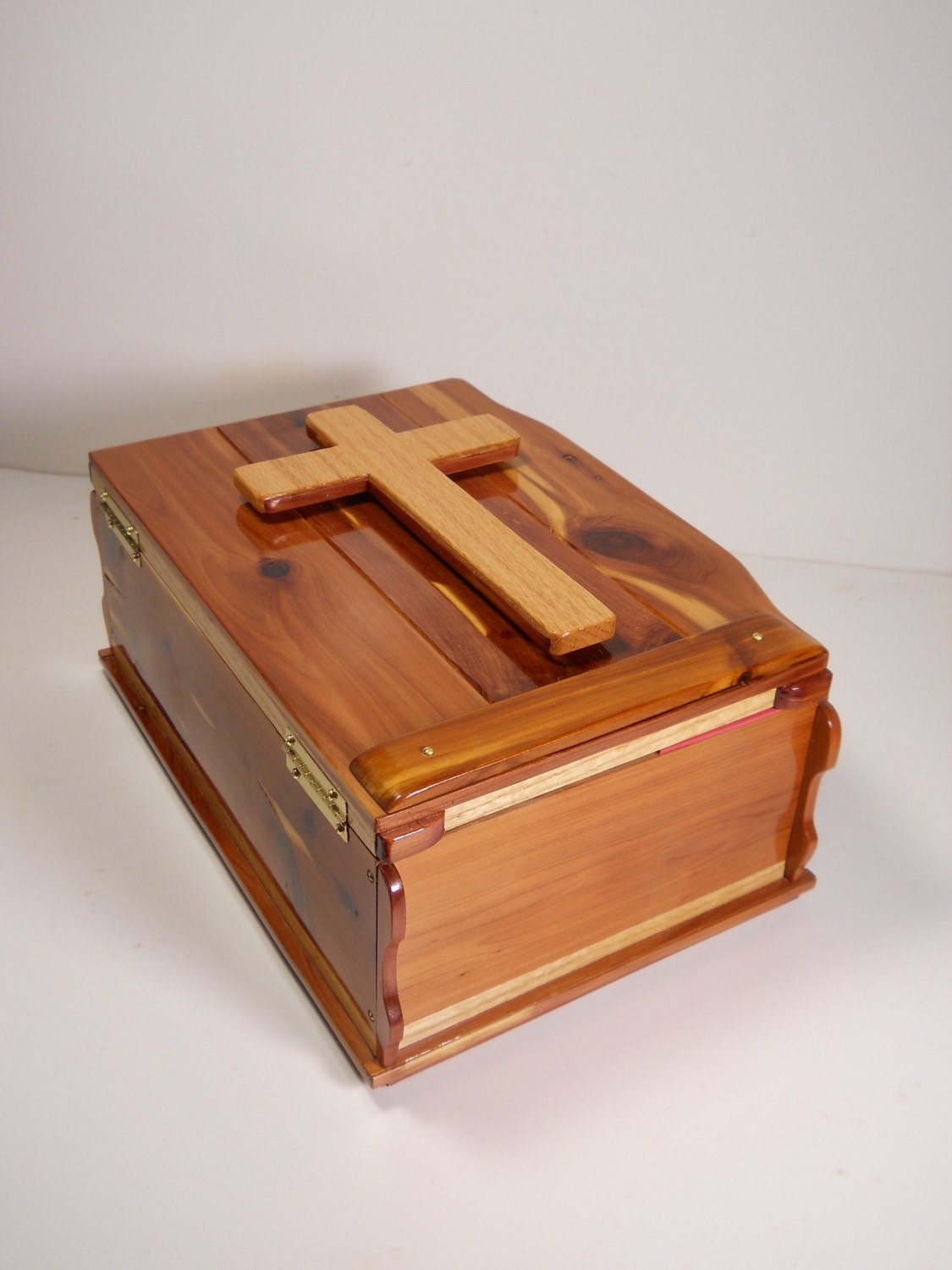 Cedar holy bible box .. aromatic interior and oak by SmittysShop