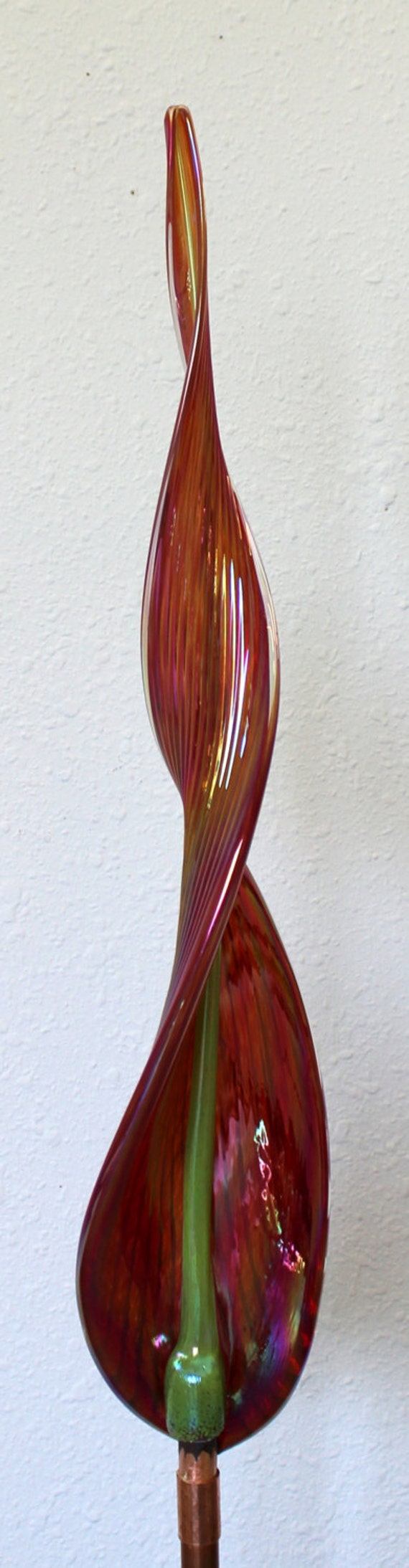 Hand Blown Glass Garden Art Outdoor Sculpture Decor RED