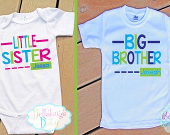 Big Brother Little Sister Outfit - Bodysuit or Tshirt - Photo prop - Newborn