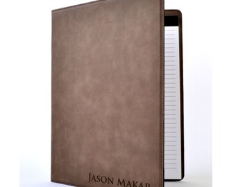 Personalized Leather Portfolio Notebook Journal Cover 8 Colors to Choose From