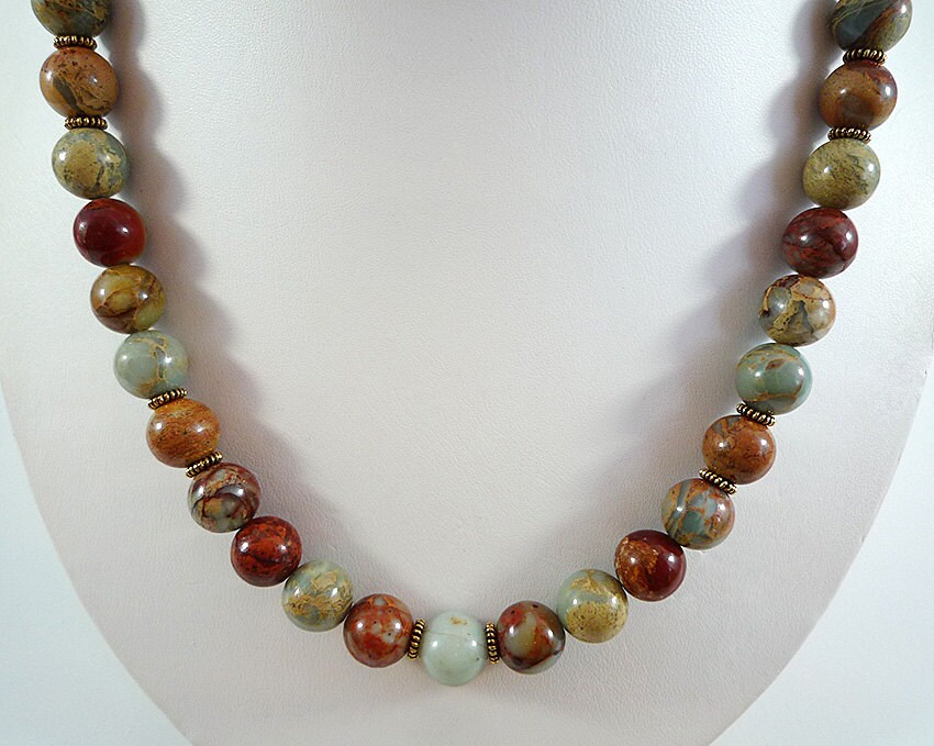 Jasper Necklace Jasper Bead Necklace Jasper Gemstone Necklace