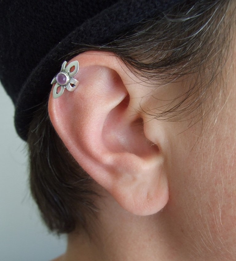 Celtic Ear Cuff with Gemstone ear cuff non pierced unisex