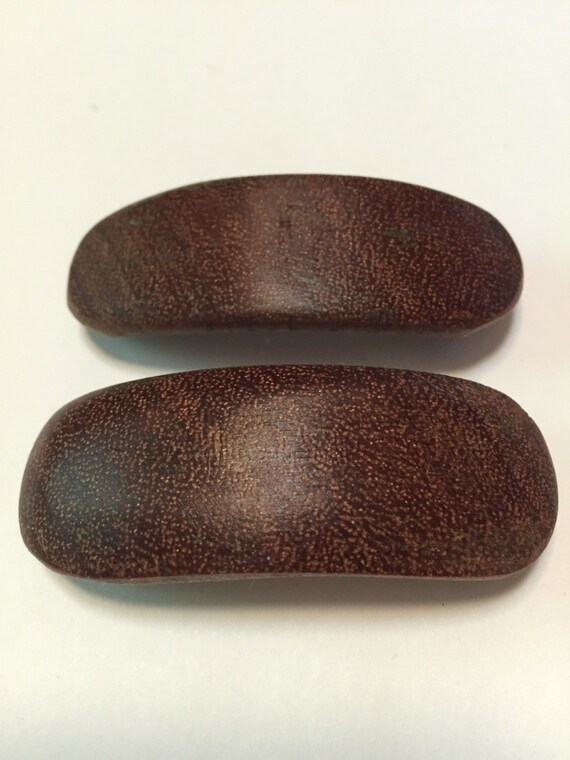Pair of Hand Carved Wooden Hair Barrettes by