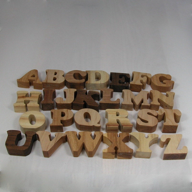 Toy Alphabet Letters in Wood for Child's Decor or