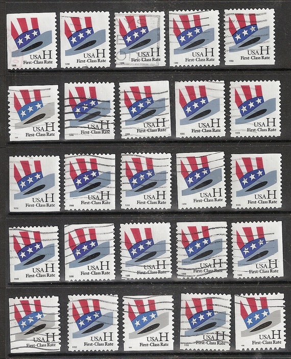 25 Uncle Sam HAT Stamps Used and Cancelled Rate Change U.S.