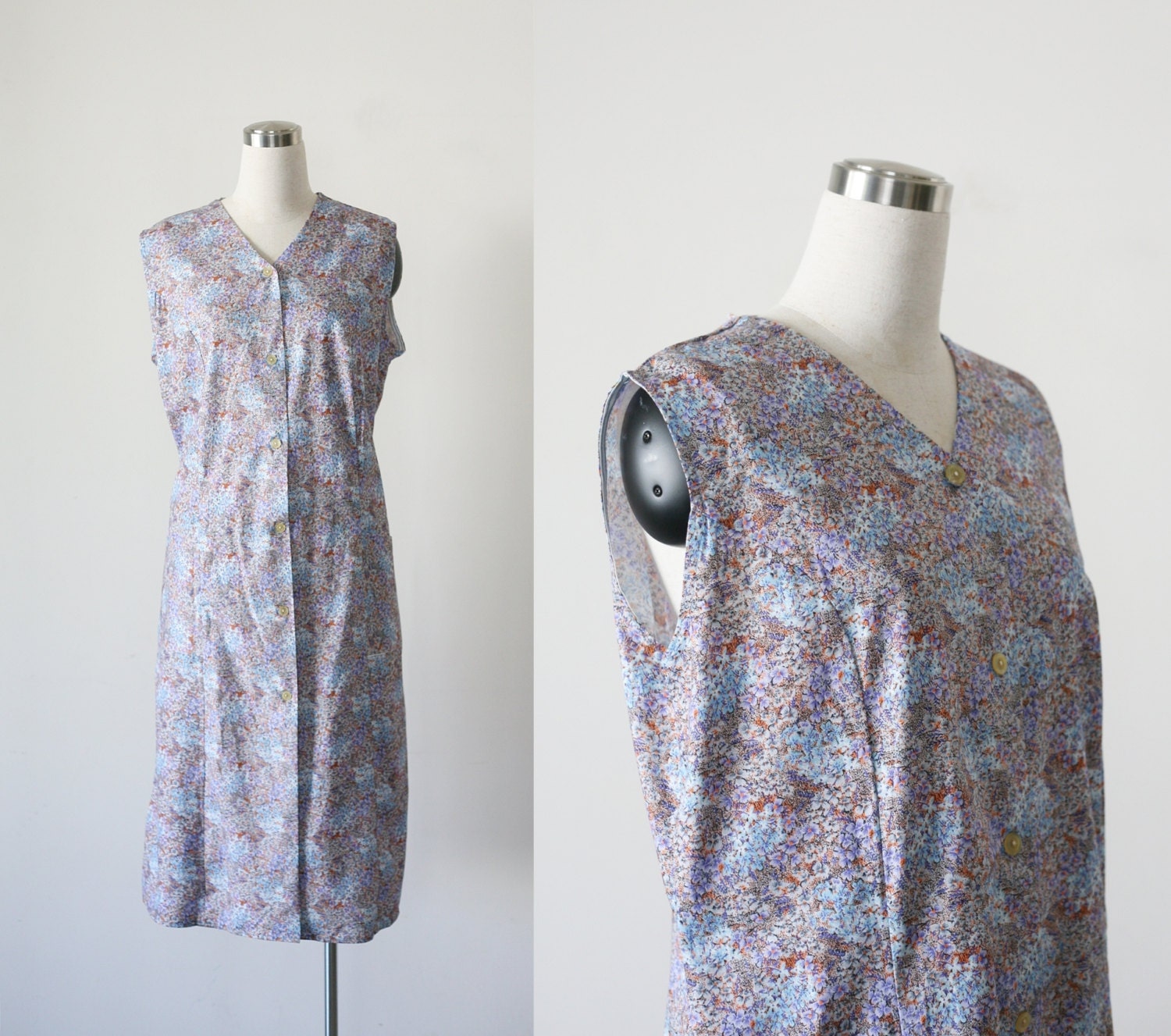 CIJ Sale. Vintage cotton tent dress button down floral