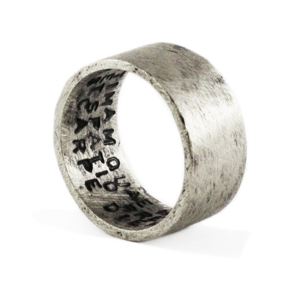Mens Silver Ring Personalized Hand Stamped Rings
