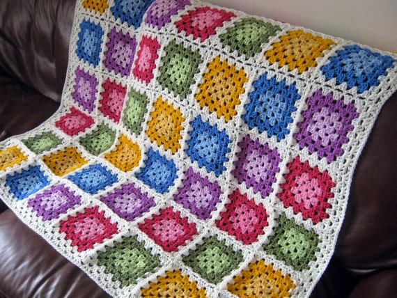 The Sunroom UK: GRANNY SQUARES Color Palette Crochet Afghan Blanket Throw