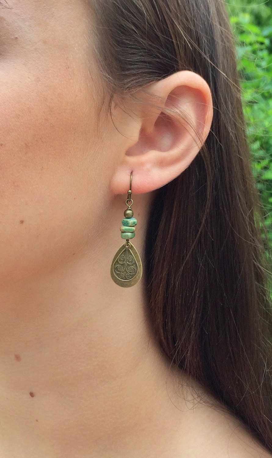 Boho Jewelry Boho Dangle Earrings With Green Turquoise