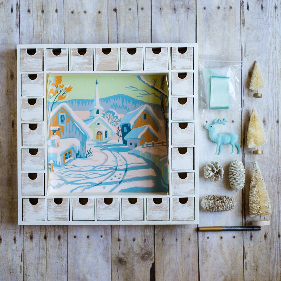 DIY Wooden Christmas Advent Calendar Kit Snowy by knollwoodlane