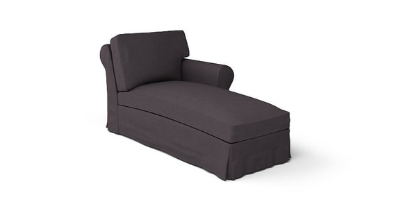 Ikea Ektorp Chaise Lounge Right Slipcover In Gaia Charcoal