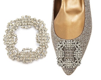Crystal Rhinestone Bridal Shoe Clips, Ring Pillow, Bridesmaids Gift, Hair Jewelry RB-134 (approx 2 inch)