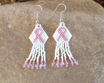 Native Bear Paw Beaded Earrings with Fringe by DoubleACreations