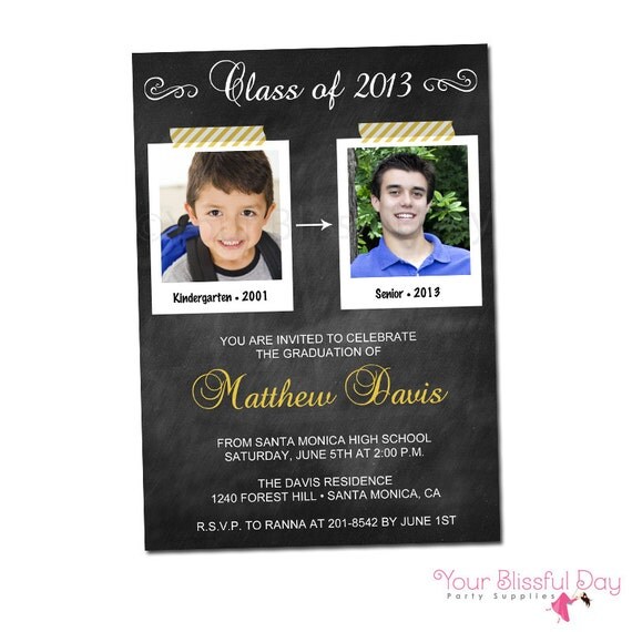 PRINTABLE Chalkboard Graduation Party Invitations (Color of your choice) #301 Il_570xn