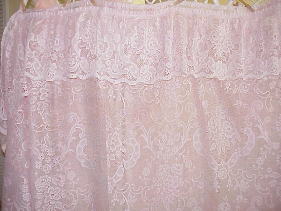 Beautiful Vintage Pink Lace Shower Curtain with by BUTTERCUPGARDEN