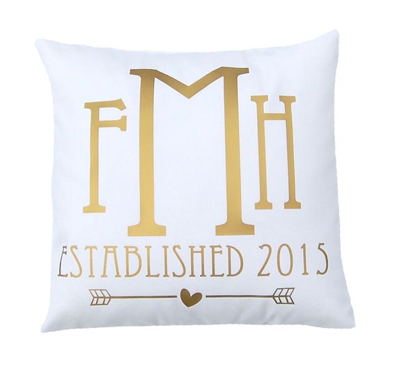 Gold Monogram Pillow Personalized Gift Metallic Pillow Throw