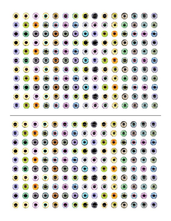 6mm and 8mm Pastel Human Eyes Printout Collage Sheet of Eye Designs for ...