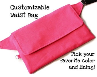 Pink Waist Bag,Custom Hip Bag,Flat Fannypack,Waist Bag Woman,Hip Sack,Utility Pocket Belt,Festival Bum Bag,Belt Pouch,Vendor Bag,Sac Banane