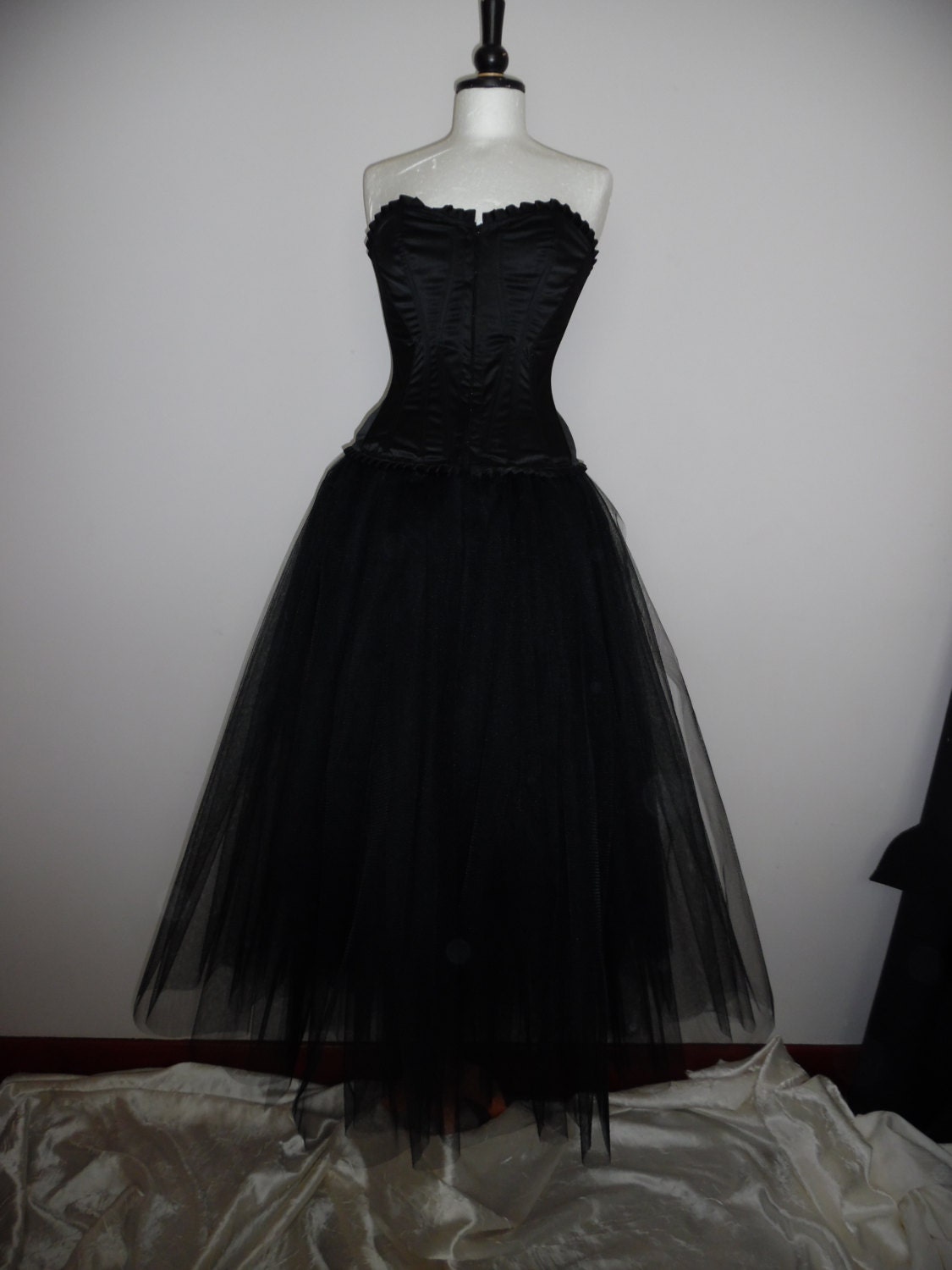 black tutu skirt maxi net tulle goth fantasy rock n roll steam