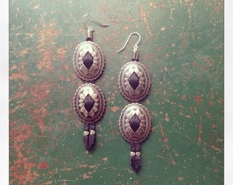 Leather Concho Earrings / 2 Conchos