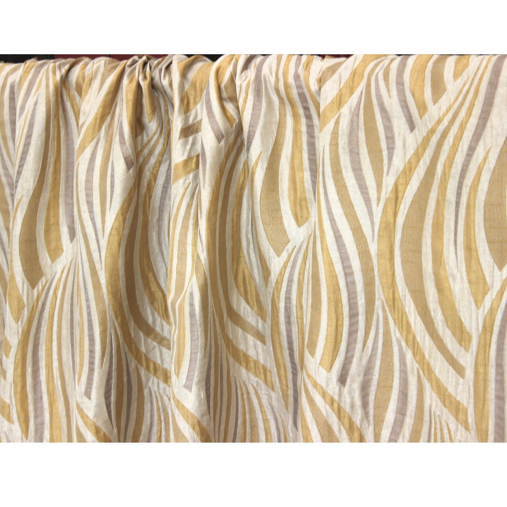 Beige  Gold Tides Grommet Unlined Curtain in Textured