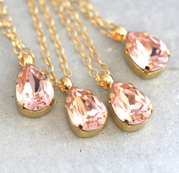 Blush Necklace Necklace Bridesmaids Blush Crystal