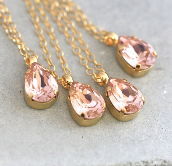Blush Necklace Necklace Bridesmaids Blush Crystal