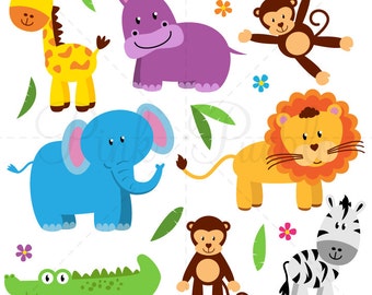 Zoo Animal Clip Art, Zoo Animal Clipart, Safari Jungle Animal Clipart Clip Art - Commercial and Personal Use