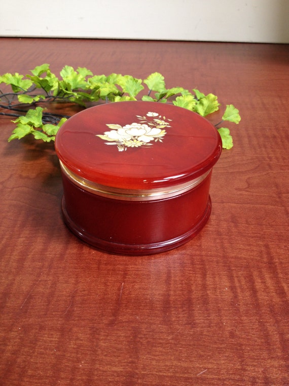 Vintage Alabaster Round Powder Box from Ducceschi Italy by kchoos