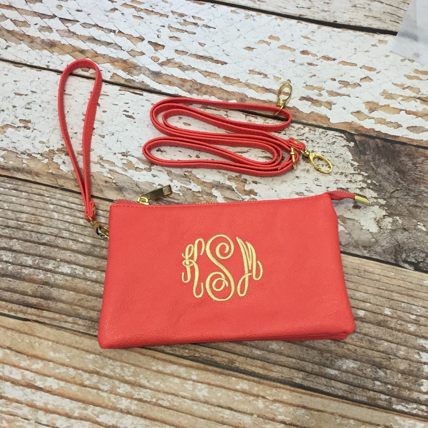 Monogrammed crossbody purse Monogram wristlet initials
