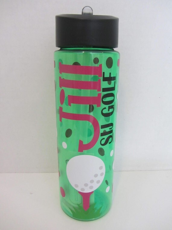 Personalized water bottle golf bowling ballet or by DottedDesigns