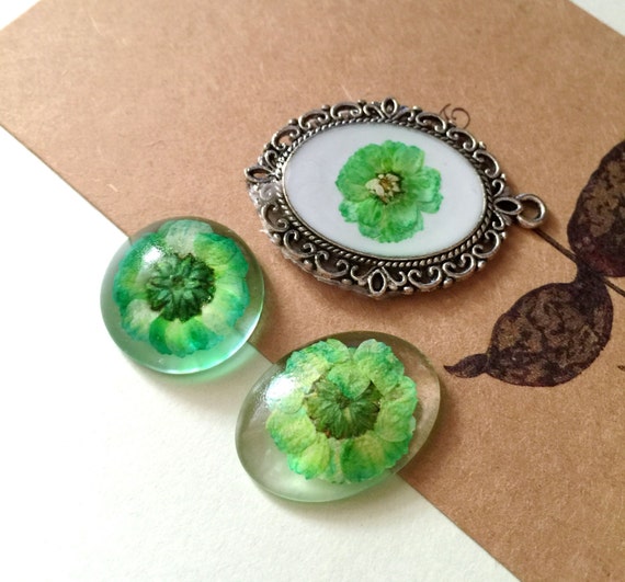 6pcs Handmade Transparent Resin Dipped Pressed Dry Flower