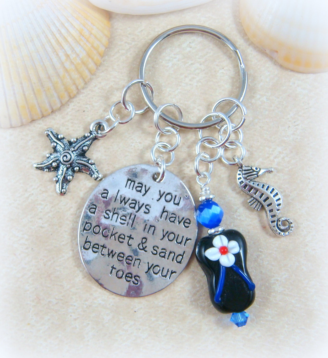 Beach Key Chain Sea Shell Key Chain Purse Charm Beach