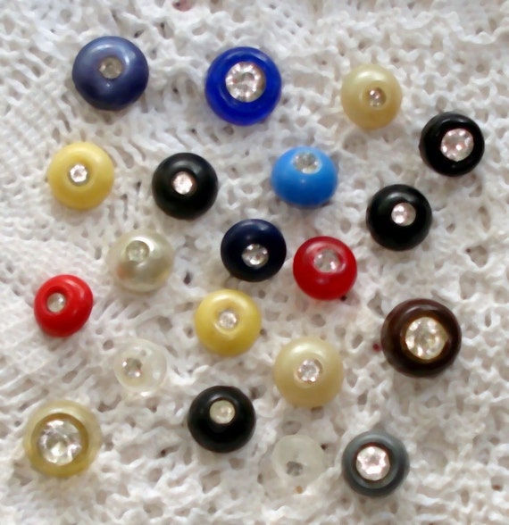 Rhinestone Buttons Glitter Buttons Vintage Button Lot