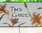 LILIES Custom Garden, House Plaque, Hand Painted, Original Design, Porcelain, Outdoor Sign, Personalized, House Numbers, Yellow,Red, Orange LILIES Custom Garden, House Plaque, Hand Painted, Original Design, Porcelain, Outdoor Sign, Personalized, House Numbers, Yellow,Red, Orange