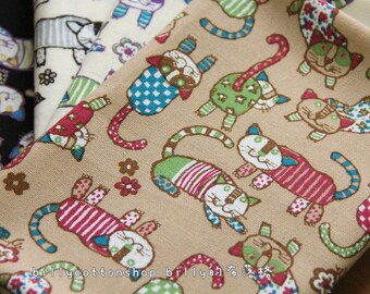 w173_55 - cats fabrics- cotton linen - Half Yard